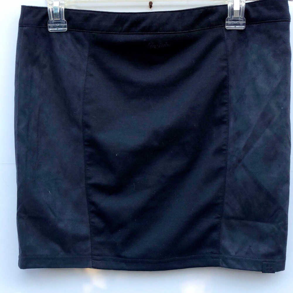💜Insight Size 6 Black Faux Suede Mini Skirt Zipp - Picture 2 of 6